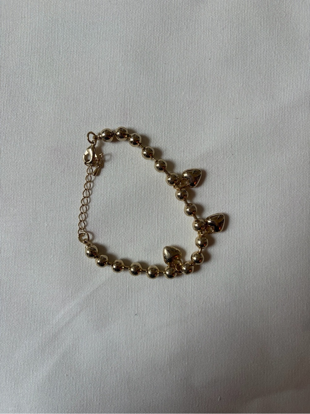 Gold Heart Charm Bead Bracelet - Women's Bracelet